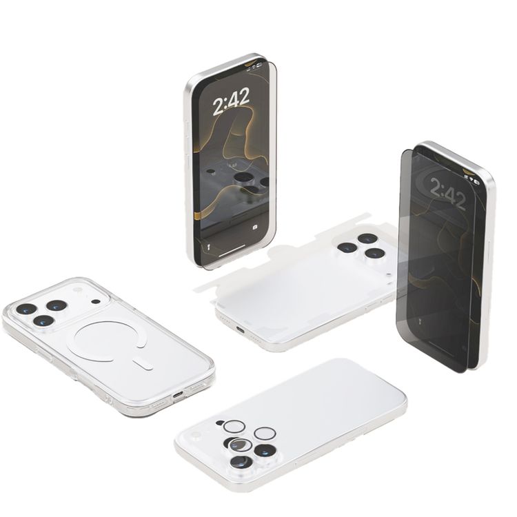 Porodo 360° Shield Series for iPhone 17 Pro with 5-in-1 Privacy, Protection & Crystal Clear, HD Clear Screen Protector, Privacy Screen Protector, Camera Lens Protector, MagSafe Clear Case, Back Film Protector, Drop-Tested Military Grade Protection - Clear