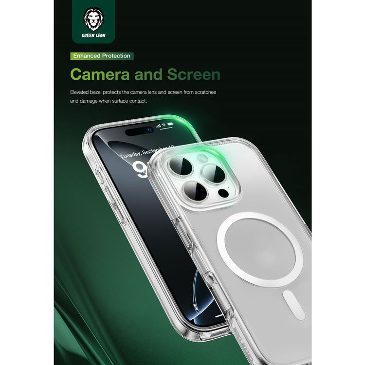 Green Lion Ultra Clear MagSafe Case for iPhone 16 Pro Max, Camera Protection, Anti-Yellowing, Anti-Scratch - Clear