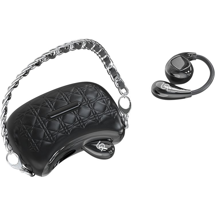 Porodo Soundtec Hand Bag ENC Earbuds with Voice Assistant, Up to 30 Hours Play Time, Fast Charge, 10m Transmission Distance, Up to 6 Hours Talk Time, Crystal-Clear Audio, Type-C Charging Port, 130 Hours Standby Time, 14mm Driver Size - Black