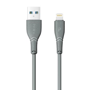 كابل Pawa 3A للشحن السريع من PVC USB-A إلى Lightning بطول 1.2 متر/4 قدم - رمادي