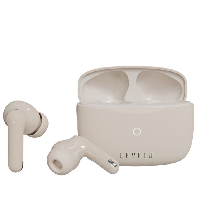 Levelo Oris ENC True Wireless Earbuds with Environmental Noise Reduction, Google & Siri Assistant, Hi-Fi Bass, Game/Music Modes, 280mAh Battery Capacity, 21 Hours Playtime - Beige