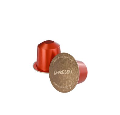 LePresso Aluminum Capsules for Nespresso, Ethiopia Origin, Floral & Fruity Flavor Notes, 100% Arabica, Medium Roast Level, 10 Capsules per Pack - Red