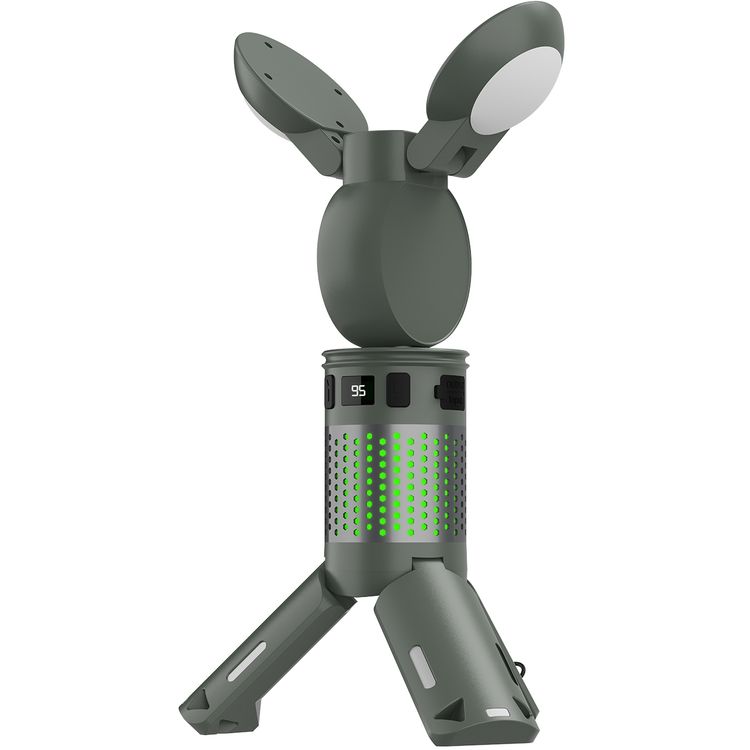 Porodo Foldable LED Camping Lantern with Brightness Control, 7800mAh Battery Capacity, Multi-Angle Illumination, Top Spotlight Beam, Warm Reading Mode, Adjustable Telescopic Rod, Multi-Scene Mounting - Green