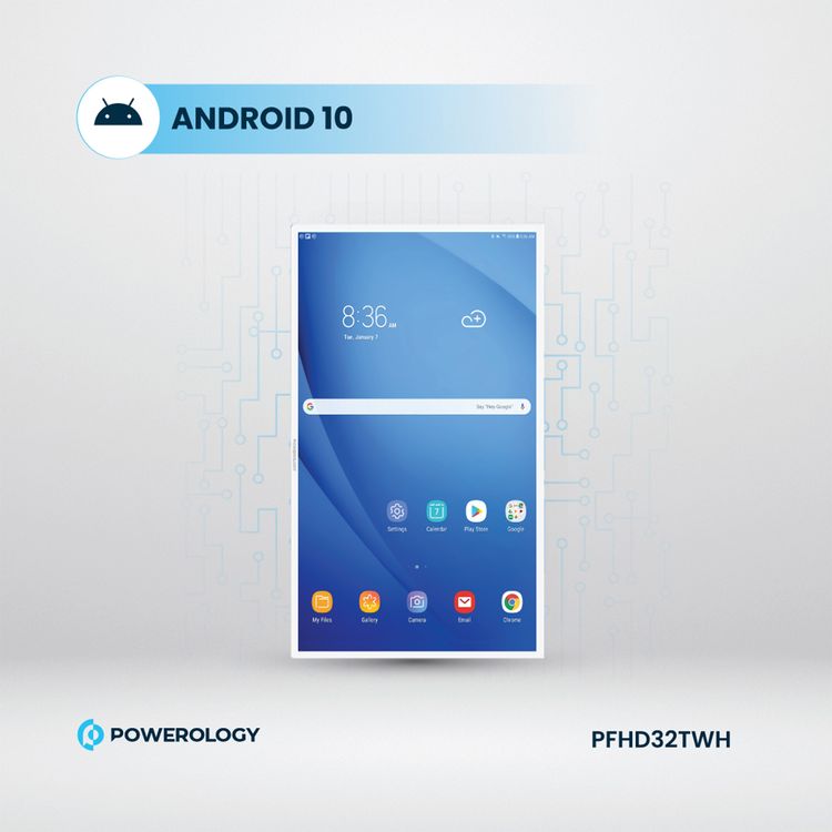 Powerology 32" Android Smart Screen, 1920x1080 Pixels, 65W, Android 10, 4GB Ram - White