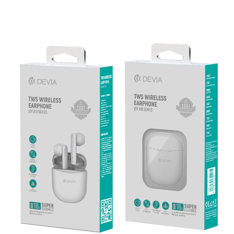 Devia 351075-WH Joy A10 Series TWS Wireless Earphone Bluetooth Version V5.1 - White