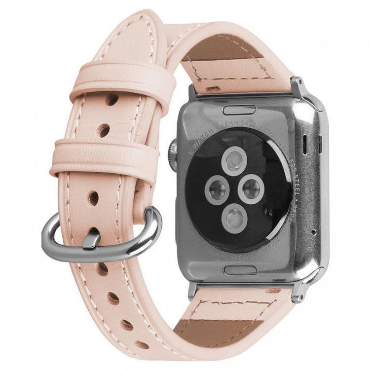 Devia Slim Leather Watch Band 42/44mm, Classic Look, Superior Quality Leather, Easy to Install, Safe and Secure, Smooth Texture, Durable, Leather Watch Band Replacement- Pink