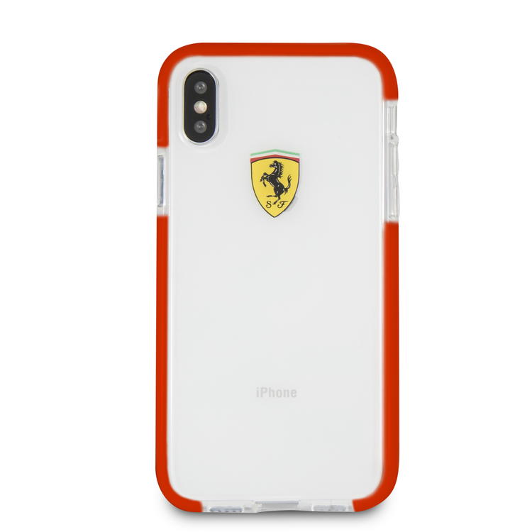 CG Mobile Ferrari Shockproof Transparent Hard Case for iPhone X - Red