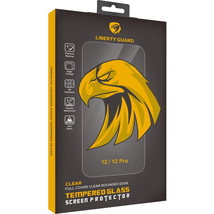 Liberty Guard 2.5D Full Cover Screen Protector for iPhone 12/12 Pro DR Luminous Glass, Anti Scratch, Anti-Finger Print  - Clear