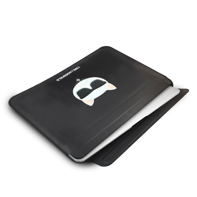 Karl Lagerfeld Saffiano Computer Sleeve with Choupette Compatible for a 16-inch notebook/tablet ,Slim Lightweight Portable Storage Bag Suitable for Outdoor - Black