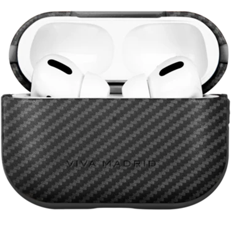 Viva Madrid Airex Carbonox Case Compatible for AirPods Pro, Scratch & Drop Resistant, Dustproof & Absorbing Protective Cover Suitable with Wireless Chargers - Black
