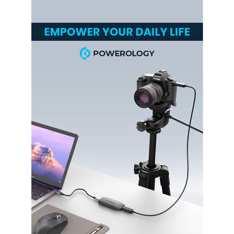 Powerology Audio & Video 4K Capture Card Multi Device Broadcasting, Zero Delay Capture, Mac Compatible - Black