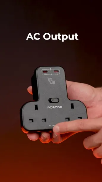Porodo Multi-Port Wall Socket in UAE | Simultaneous Charging, 45W Power Delivery - Black | (PD-FWCH026-BK)