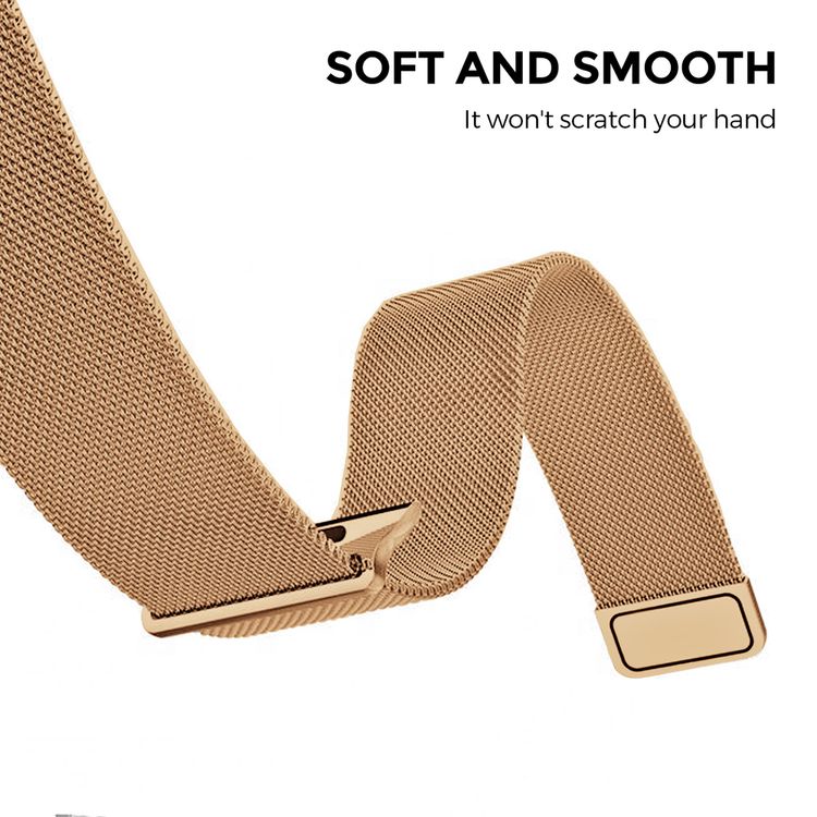 AhaStyle Magnetic Stainless Steel Milanese Mesh Loop Strap for Smartwatch - Lightweight Design - Replacement Wrist Band Strap Compatible for Apple Watch 42 / 44mm - Rose Gold