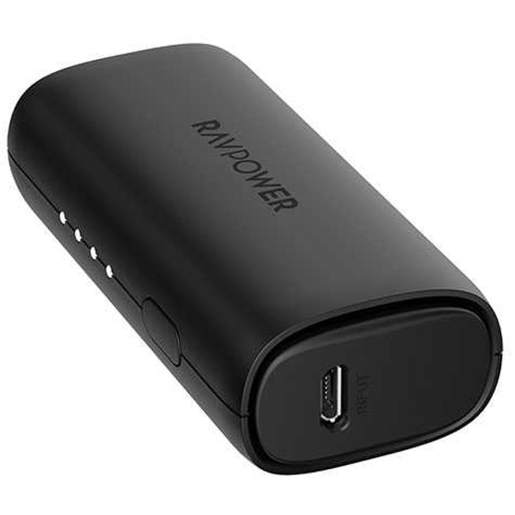 RAVPower Portable Power Bank 3350mAh with iSmart Quick Charge & Multiple Protection - Compact & Ergonomic Design Portable Charger Powerbank w/ LED Battery Level Indicator - Black