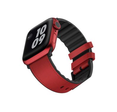 Viva Madrid Ventrux Leather Watch Strap for Apple Watch Band 42/44mm -Red