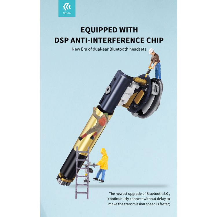 Devia 351075-WH Joy A10 Series TWS Wireless Earphone Bluetooth Version V5.1 - White