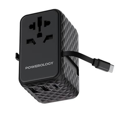 Powerology GaN 20W PD Universal Adapter with Retractable ...