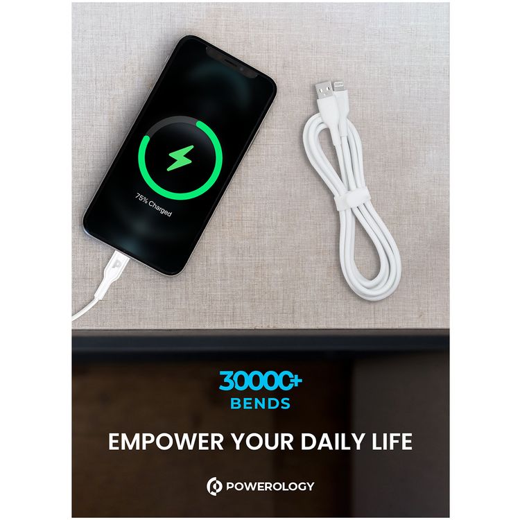 Powerology USB-A to Lightning Data Sync & Charge 1.2m - White