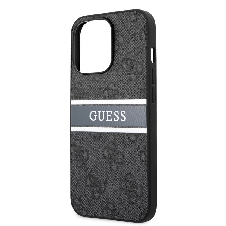 CG MOBILE Guess 4G PU Leather Case with Printed Stripe Compatible for iPhone 13 Pro (6.1") Anti-Scratch, Easy Access to All Ports, Shock Absorption