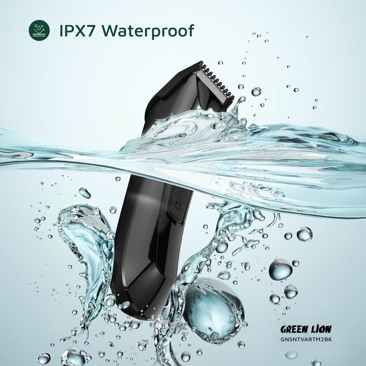 Green Lion Sensetive Area Trimmer 2 with LED Status Indicators, Storage Base, Type-C Charging, 2 Guide Combs, Digital Display, Spot Light, Corded & Cordless - Black