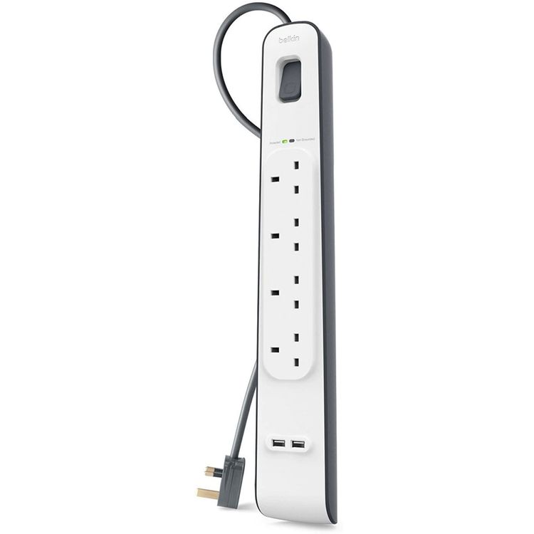 Multiport Extension Belkin BSV401AF2M 4-Way Surge Protection Strip - White