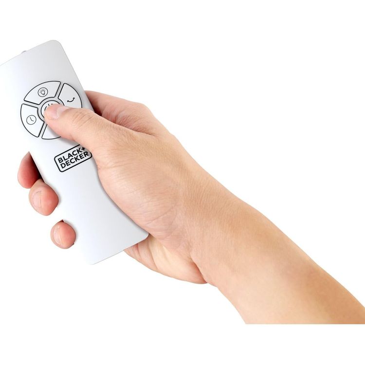 Black+Decker 2 in 1 Bladeless Fan, 85cm with 70W Tropical Motor, Cool-White LED Lamp, 60° Wide Oscillation, Low Noise, Remote Control, Wooden Trim, Covers 40m² – White