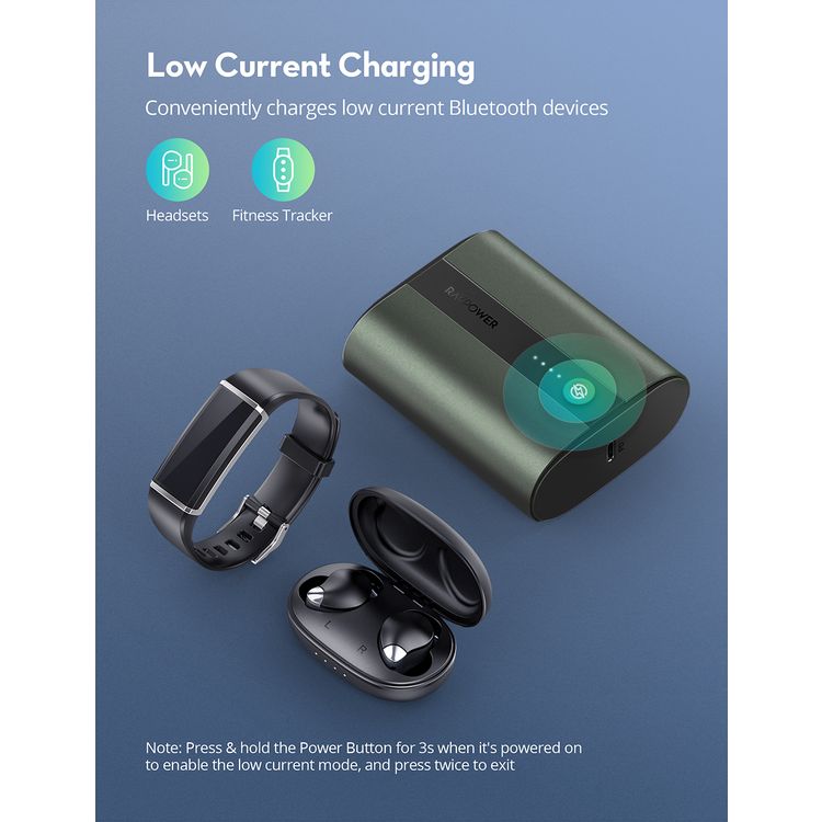 RAVPower 2-Port PD Pioneer Mini Power Bank 10000mAh 18W Fast Charging, Pocket Size Portable Charger Design, USB-C Universal Port, Anti-Scratch Metal Casing