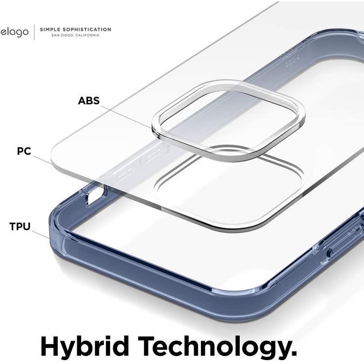 Elago Hybrid Case Compatible for iPhone 12/12 Pro (6.1"), Shock Absorbing Case Suitable Wireless Charging, Screen & Camera Protection - Jean Indigo