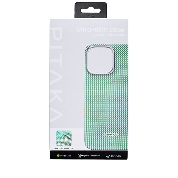 Pitaka Ultra Slim Case for iPhone 16 Pro Max, Compatible with MagSafe, 3D Grip Textured, Raised Camera Lip - Forest Green
