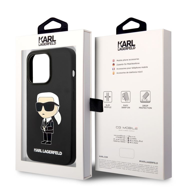 Karl Lagerfeld Silicon Hard Case with Ikonik NFT Logo for iPhone 15 Pro - Black