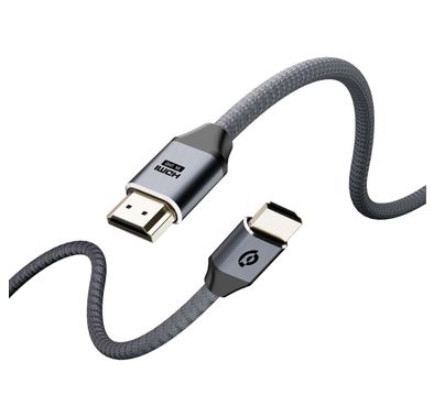 Powerology 8K HDMI to HDMI Braided Cable, 3m Cable, 10K Resolution, 24K Gold Plated Connector, Portable and Lightweight - Grey 