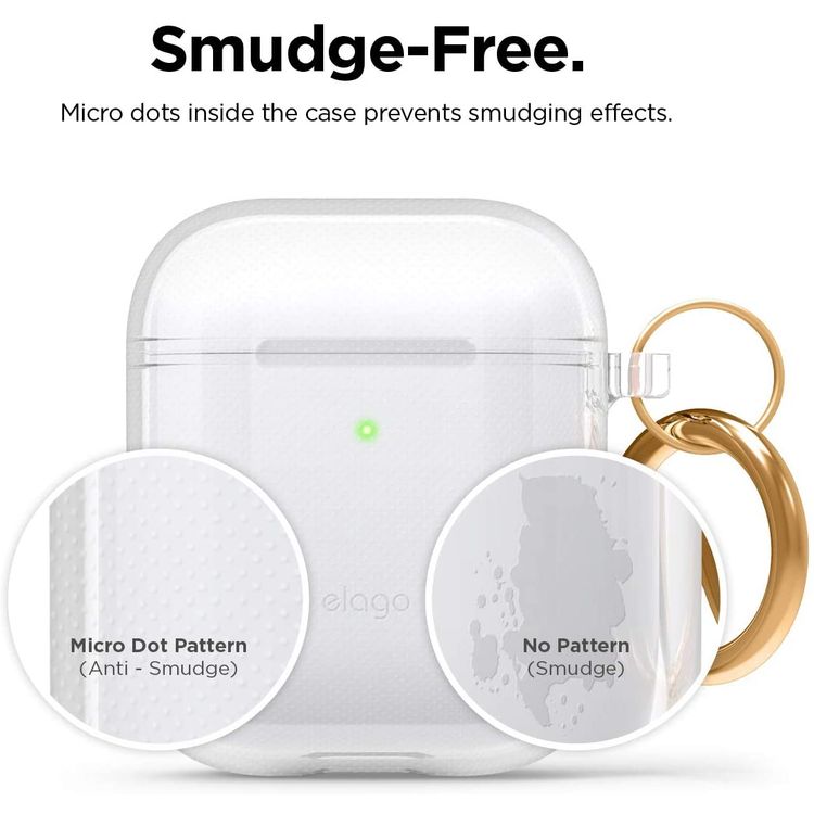 Elago Clear (TPU) Hang Case Compatible for Apple AirPods 1&2 Generation, Front LED Visible, Scratch Resistant, Drop Resistant, Dustproof and Absorbing Protective Cover