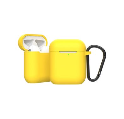Green Lion Berlin Series Silicone Case for Airpods 1 & 2, Metal Carabiner Included, Anti-Scratch, Water-Resistance, Slim & Lightweight - Yellow