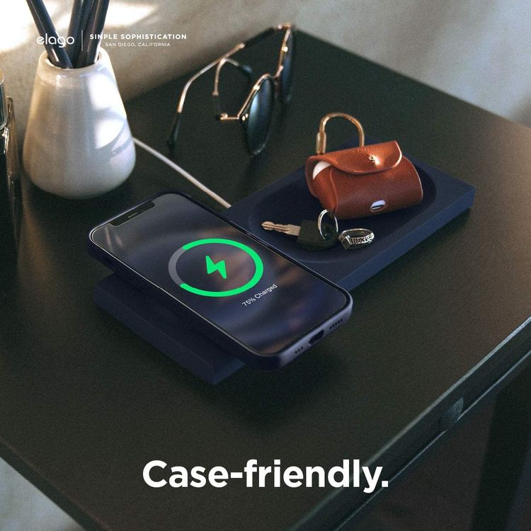 elago Charging Tray with MagSafe Charger Magnetic Wireless Charger Tray, with iPhone 12, Pro, Pro Max, Mini and other Wireless Chargers phones [Magsafe Not Included] Violet-Blue