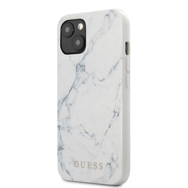 CG MOBILE Guess PC/TPU Elegant Marble Design Case Compatible for iPhone 13 (6.1") Anti-Scratch, Easy Access to All Ports, Shock Absorption