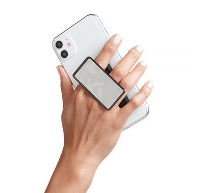 هاندل مقبض هاتف كامو ، أزواج مع أي هاتف ذكي ، مسند متعدد الوظائف ، متوافق مع الشحن اللاسلكي وقبضة الهاتف والحامل - رمادي