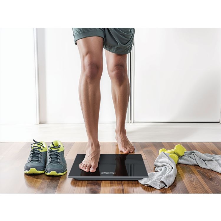 Green Lion Digital Weight Scale with LCD Display, 180kg Max Capacity, High Precision Sensor, Auto Power On & Off, High-Resistance Glass Base - Black