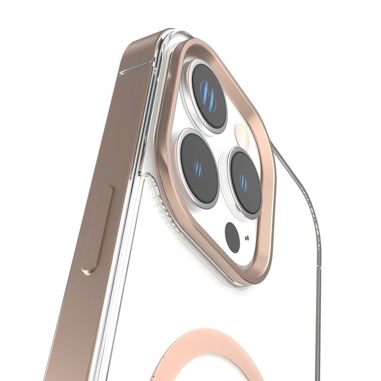 Levelo Claire Magsafe Case with Aluminum Bumper Case for iPhone 16 Pro Max, Hybrid Case, MagSafe Compatibility - Rose Gold Titanium