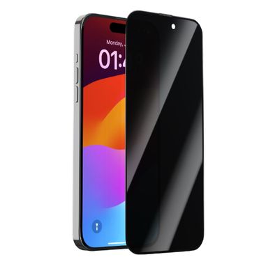ديفيا iPhone 15 Pro Max Van Series - شاشة كاملة الخصوصية مرتين - زجاج مقسى - أسود