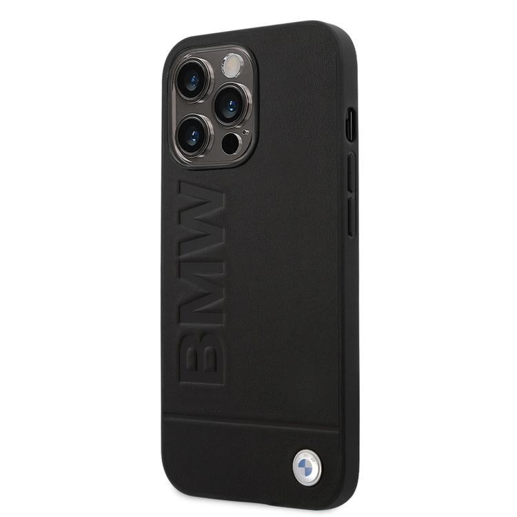 BMW Magsafe Real Leather Hard Case with Hot Stamp and Metal LogoiPhone 14 Pro Max Compatibility - Black