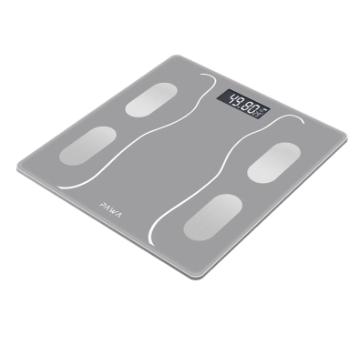 PAWA Smart Body Scale with Body Analysis iOS & Android App, 2.6" LCD Display, Kilogram & Pound Measurement Units, 2 x AAA Batteries, 180kg Maximum Weight Capacity - Gray