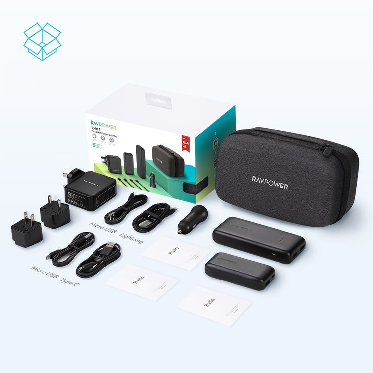 Charger Combo RAVPower RP-PB182-BK 10 in 1 Portable Charger Combo - Black