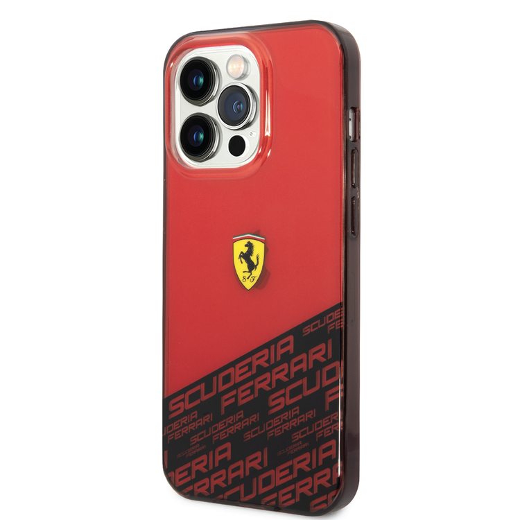 Ferrari PC/TPU IML Case with Bottom Scuderia Allover Print iPhone 14 Pro Compatibility - Red