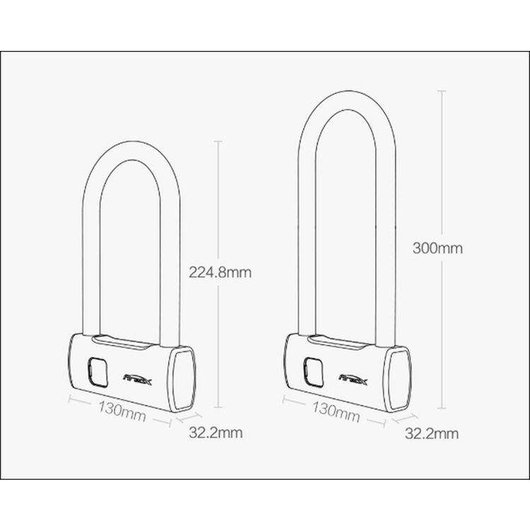 AreoX Smart Fingerprint U Lock - Long Version (3018776) - Black