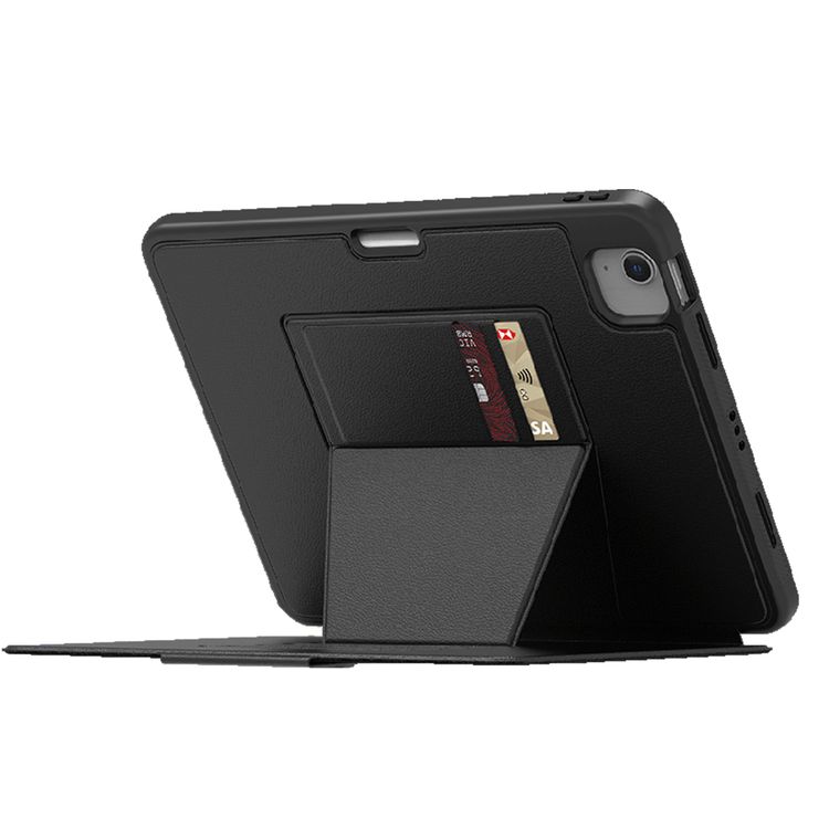 Levelo Luxora Case for iPad 11" (2018 - 2022), Adjustable Multi-Angle Viewing, Premium PU Leather Finish, Shockproof, Anti-Fingerprint, Built-in Pen Holder & Built-in 2 Card Slots, Magnetic Flap Closure - Black