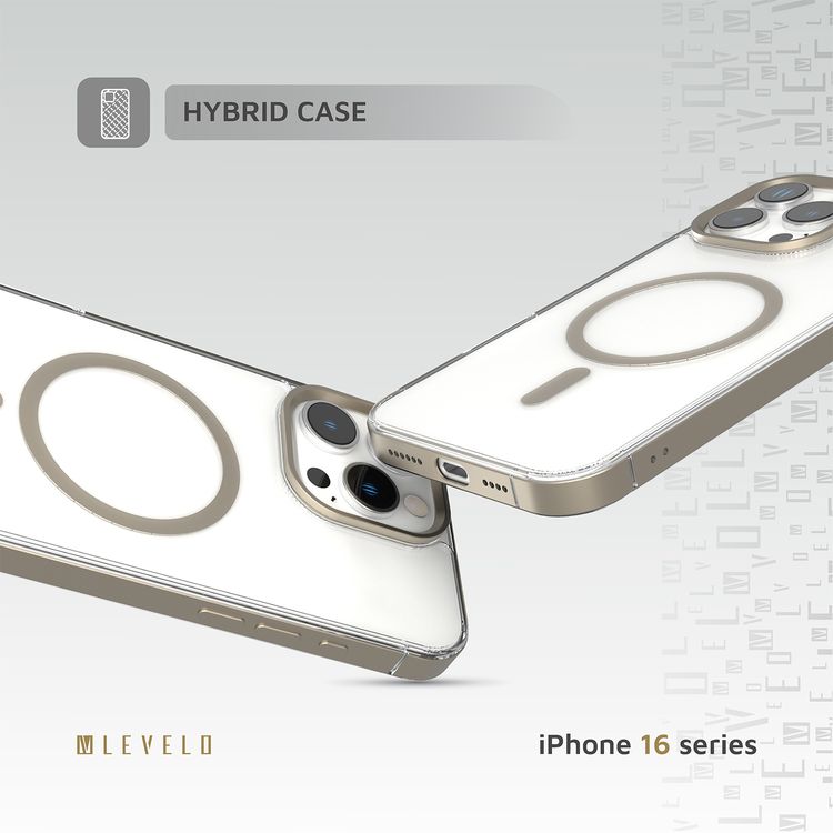 Levelo Claire Magsafe Case with Aluminum Bumper Case for iPhone 16 Pro Max, Hybrid Case, MagSafe Compatibility - Titanium