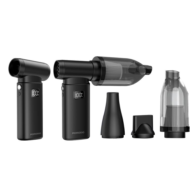 مكنسة يدوية ومنفاخ هواء 2 في 1 من بورودو لايف ستايل مع 5 إعدادات سرعة و 4 فوهات قابلة للفصل، قوة شفط 7000 باسكال، سعة صندوق الغبار 160 مل، سرعة محرك 130000 دورة في الدقيقة.