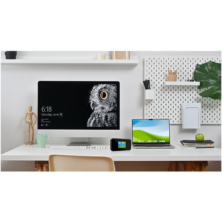 Porodo Portable MiFi 5G High-speed Wireless Router with Nano Sim Slot, Connect Up-to 16 Devices, 2.4/5GHz, 4G & 5G Bands, 5000mAh Battery - Black