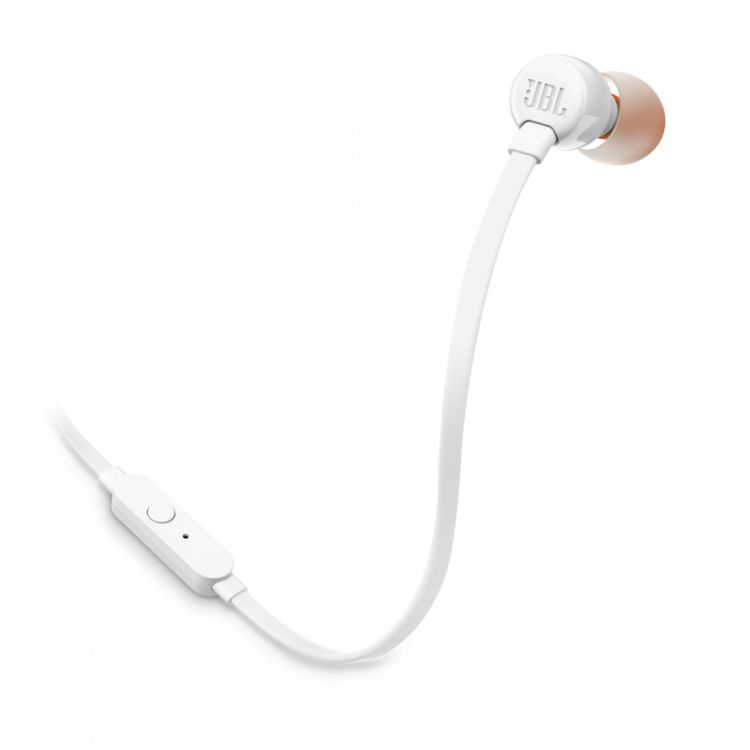 JBL T110 Wired Universal In-Ear Headphones, 6 Hours Battery Life, 2 Hours of Charging Time, Anti-Tangle Design - White