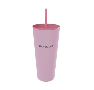 Porodo Stainless Steel Double Wall Tumbler with 710mL Capacity, Eco-Friendly Material, Leak-Proof & High-Capacity Design - Pink